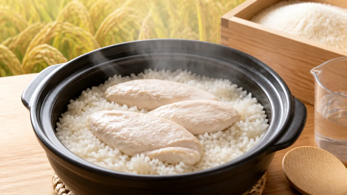 ささみ炊き込みご飯は混ぜずにのせて炊くのが基本｜その理由の解説画像