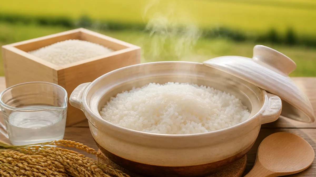 炊飯用土鍋で甘みが出る理由｜90〜100℃を保つ余熱と浸水30分・蒸らし10分の基本のアイキャッチ画像