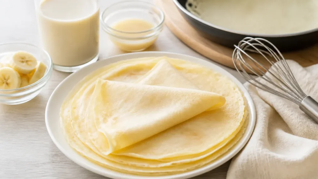 米粉クレープ卵なしでも破れない？豆乳150ccの配合と濡れ布巾で焼く3つの理由のアイキャッチ画像
