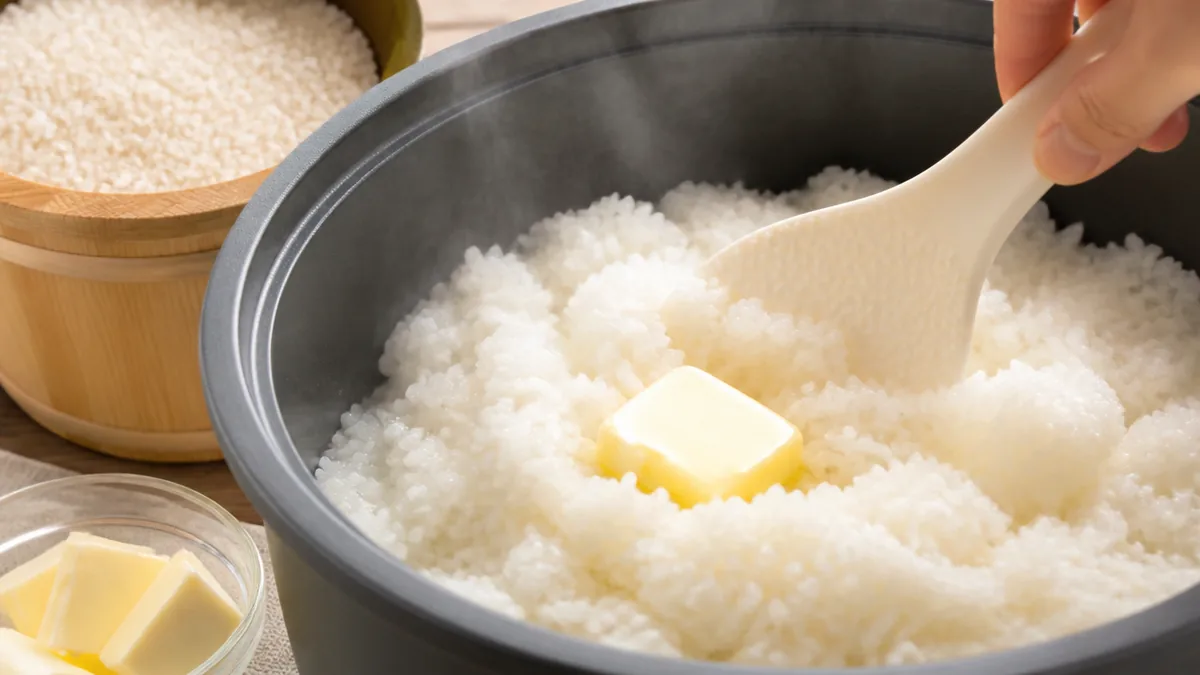 炊飯器で作る手順は？調味料は水位線の前、バターはブザーの後の解説画像